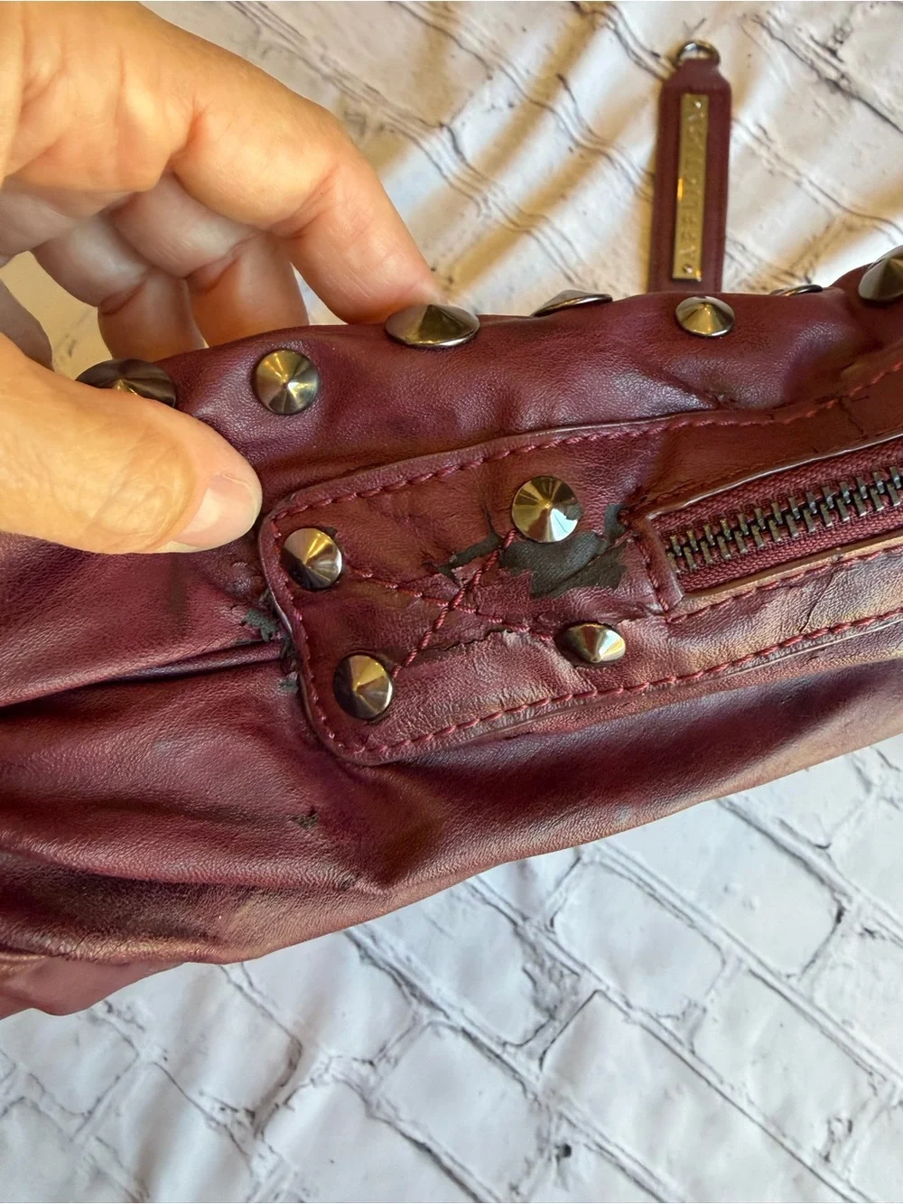 Y2K Affliction Edgy Studded Handbag Purse Tote Steampunk Metal Bag Emo Goth Rock